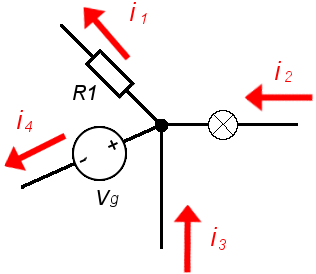 schéma d'un montage électrique représentant la loi des noeuds